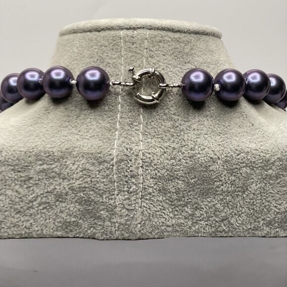Stunning Purple Large Glass Pearl Beaded Knotted Necklace Statement Fashion - Picture 5 of 7